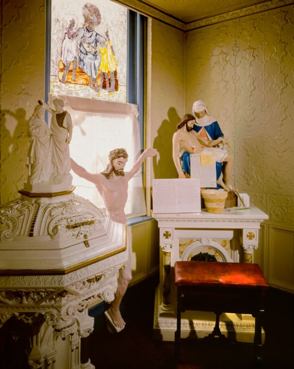 Interior corner of the HOly Family Catholic Church in Jerome AZ